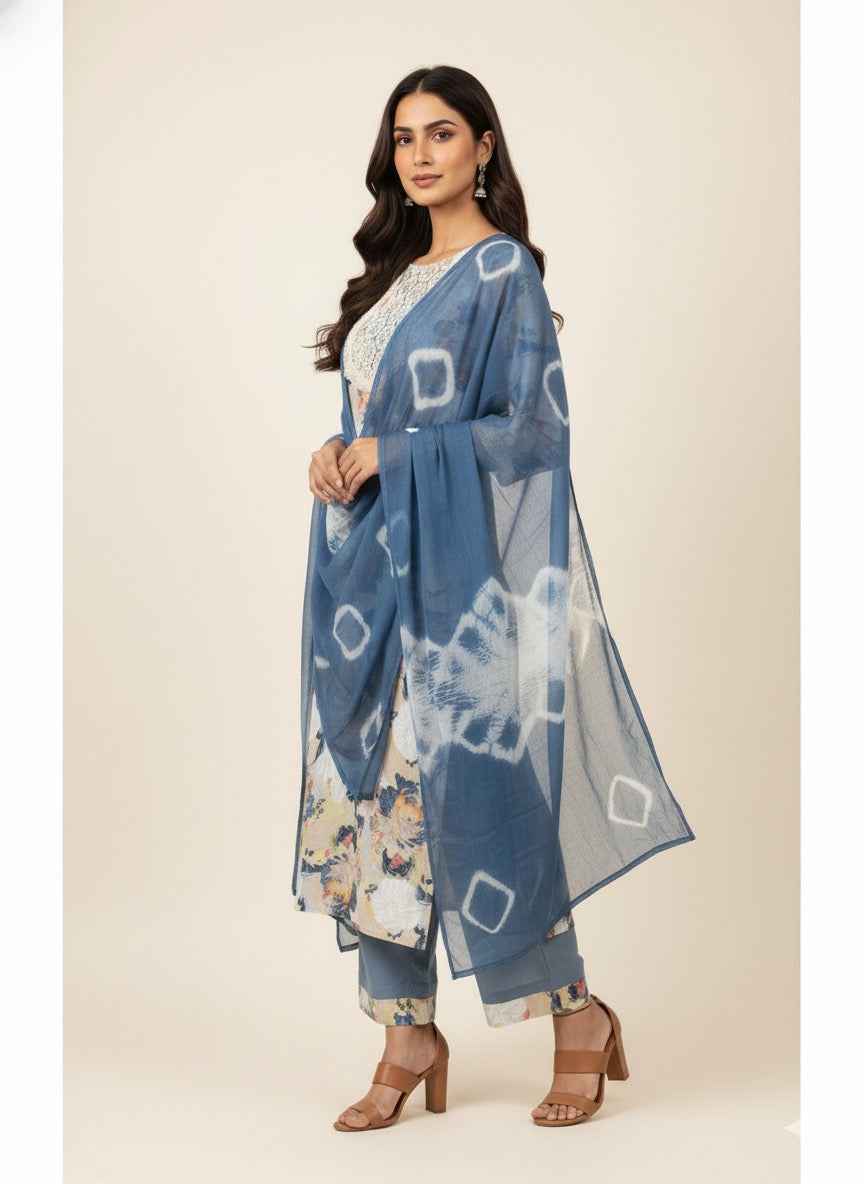 Premium cotton Dupatta Set With Embroidery FW052