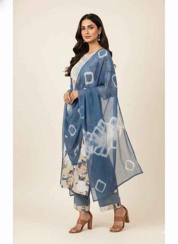 Premium cotton Dupatta Set With Embroidery FW052