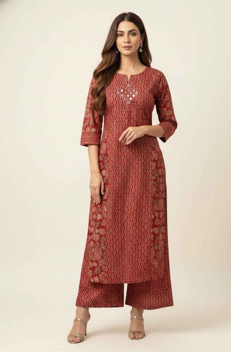 Pure Cotton Three Piece Dupatta Set With Embroidery Work CS0168