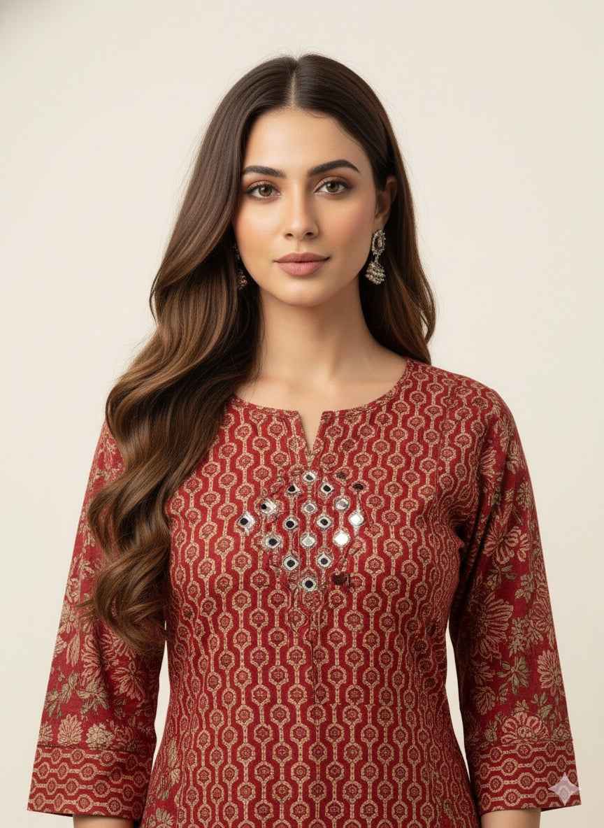 Pure Cotton Three Piece Dupatta Set With Embroidery Work CS0168