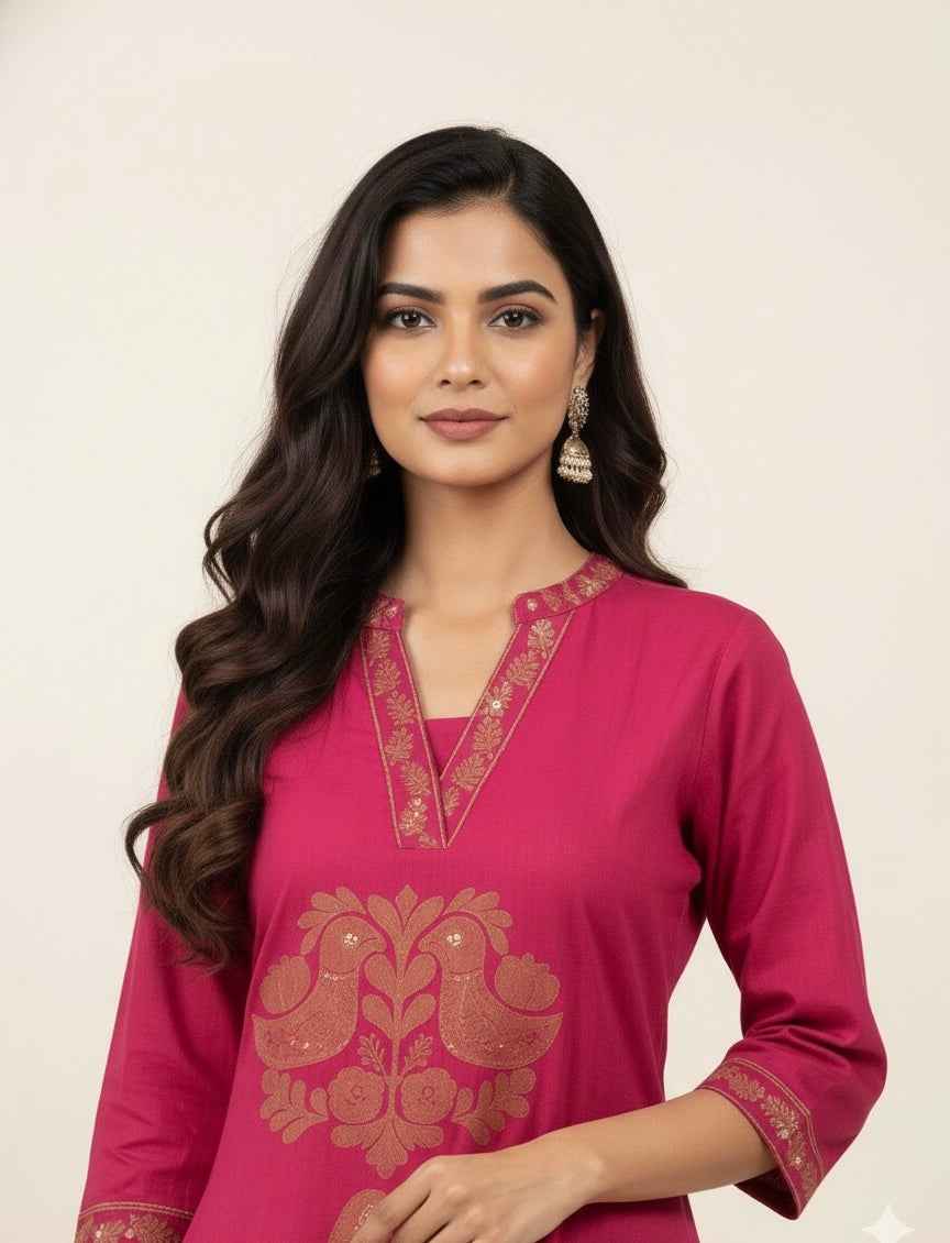 Pure Cotton A Line Three Piece Dupatta Set CS0181