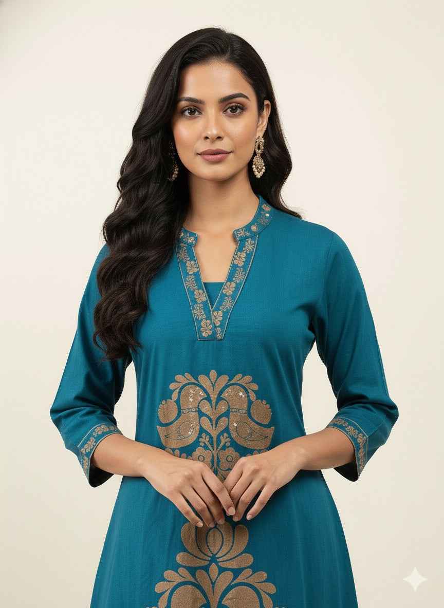 Pure Cotton A Line Three Piece Dupatta Set CS0181