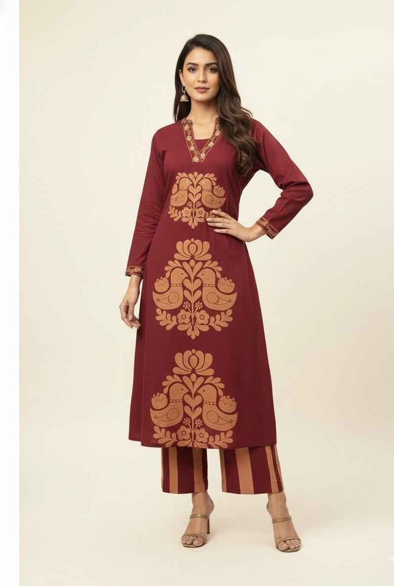 Pure Cotton A Line Three Piece Dupatta Set CS0181