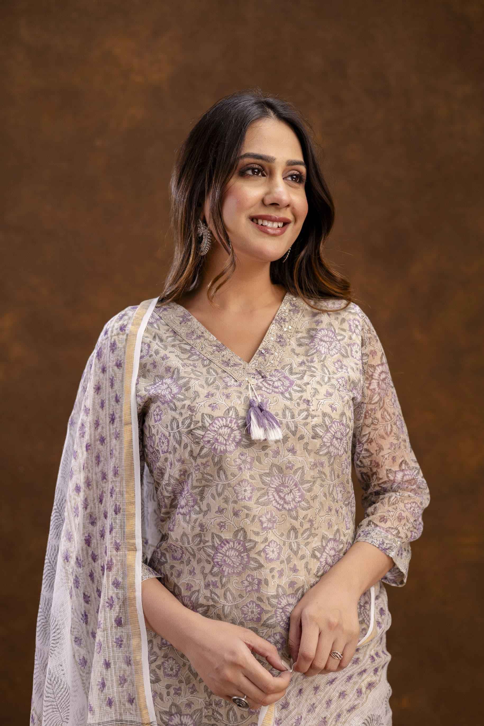 Kota Doriya Floral Print Pure Cotton Dupatta Sets