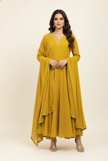 Premium Mul Cotton Three Piece Anarkali Dupatta Set ANK013