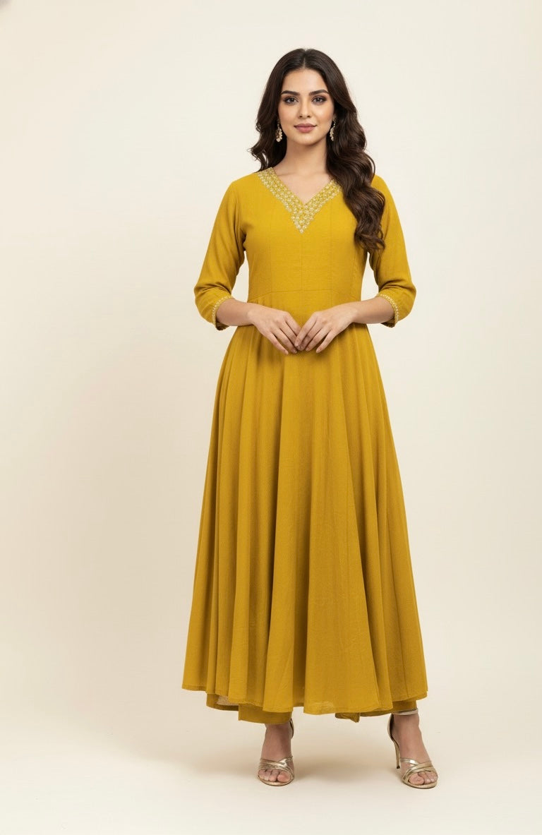 Premium Mul Cotton Three Piece Anarkali Dupatta Set ANK013