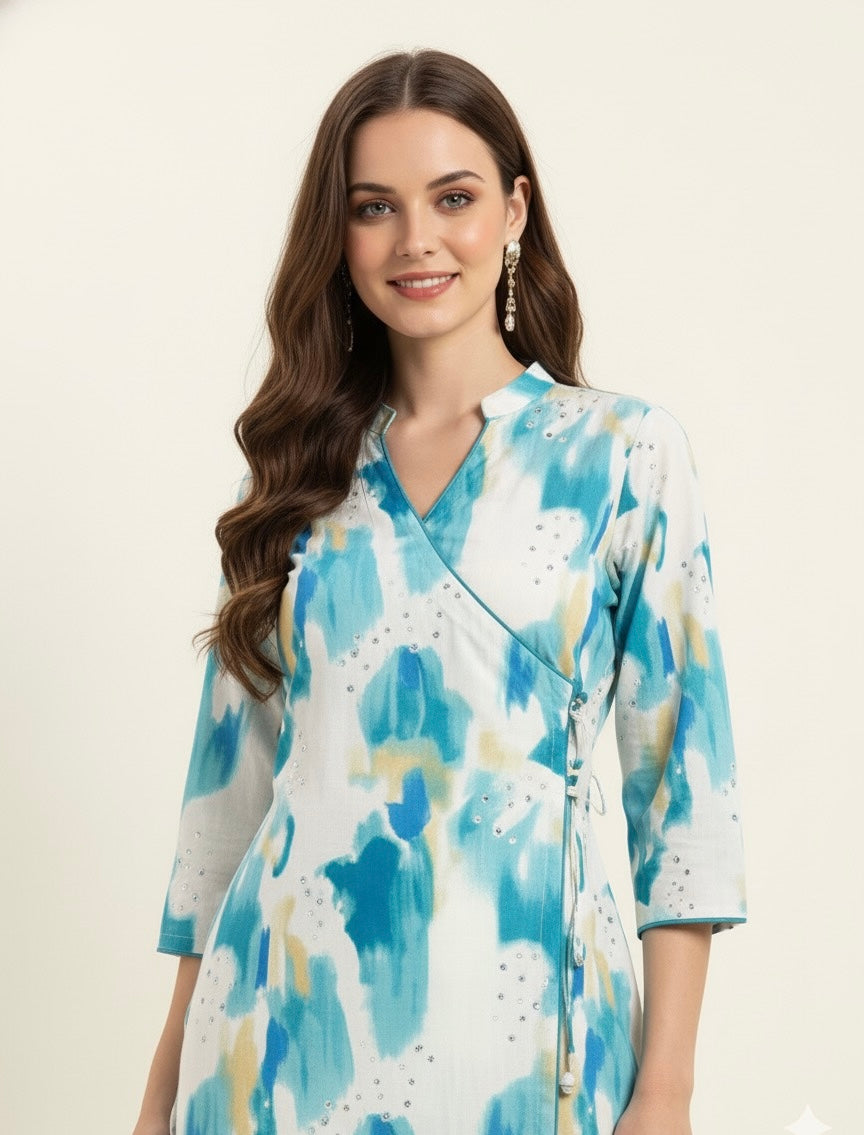 Angrakha Two Piece cotton Flex pant sets   FL0192