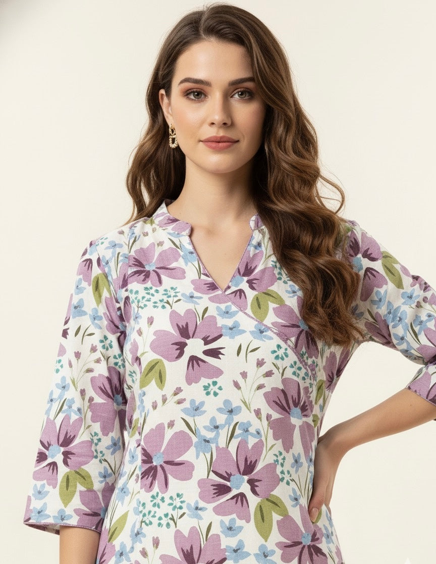 Angrakha Two Piece cotton Flex Floral Print pant sets   FL0193