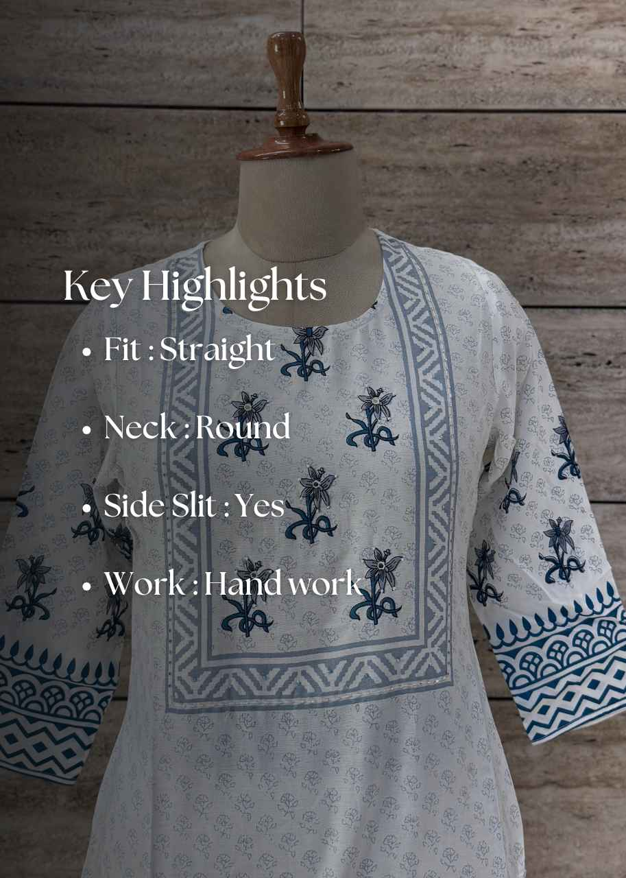 Pure Rayon Hand Block Print Kurtas - RK001