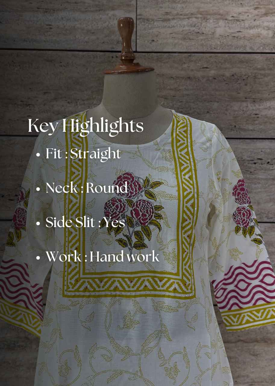 Pure Rayon Hand Block Print Kurtas - RK003