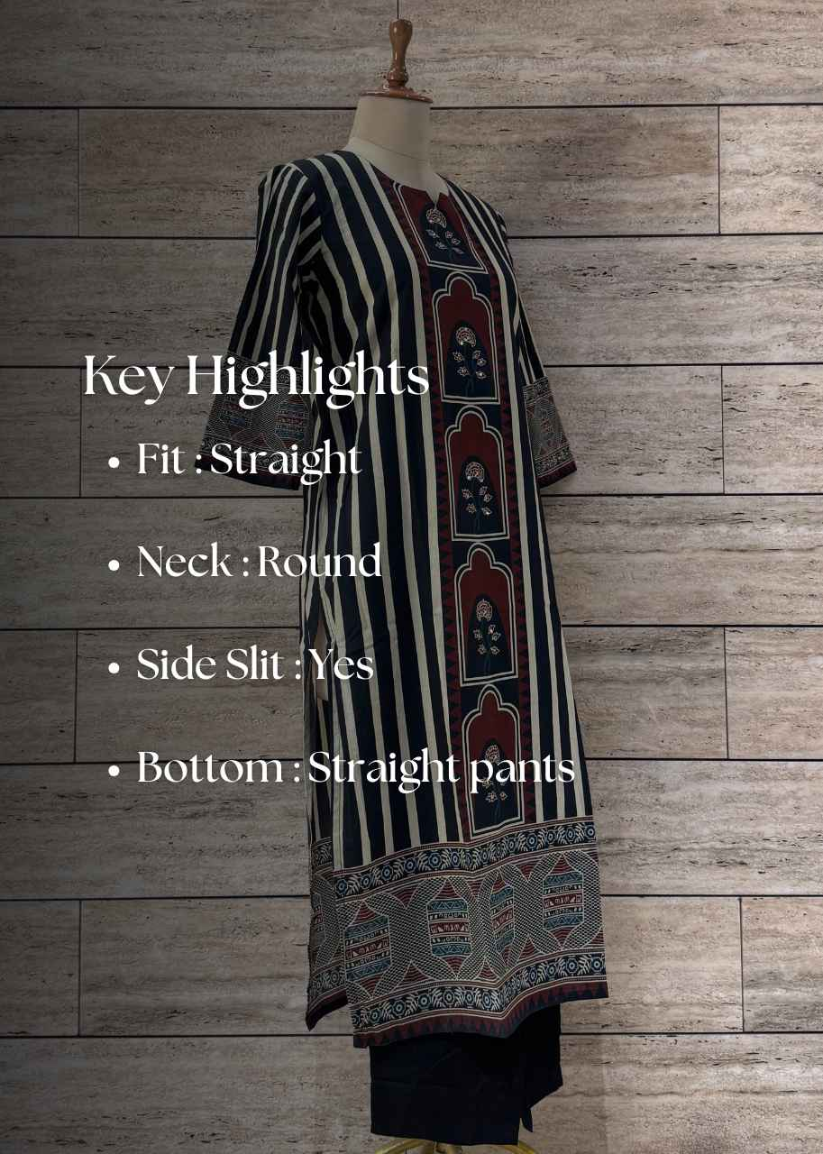 Ajrakh Print Pure Cotton Dupatta Set - CS038