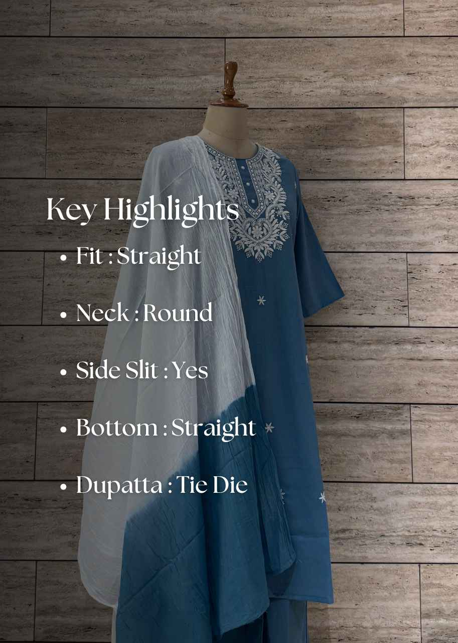 Solid base Cotton dupatta set - CS053