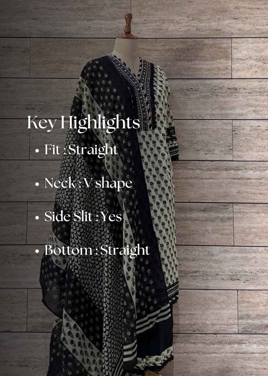 Handblock Pure Cotton Dupatta Set - CS054