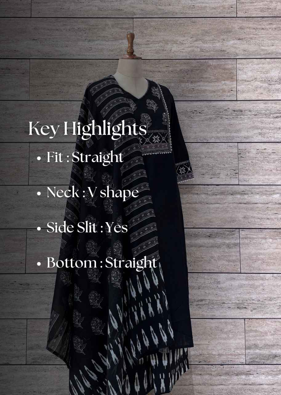 Solid Base Cotton Dupatta Set - CS055