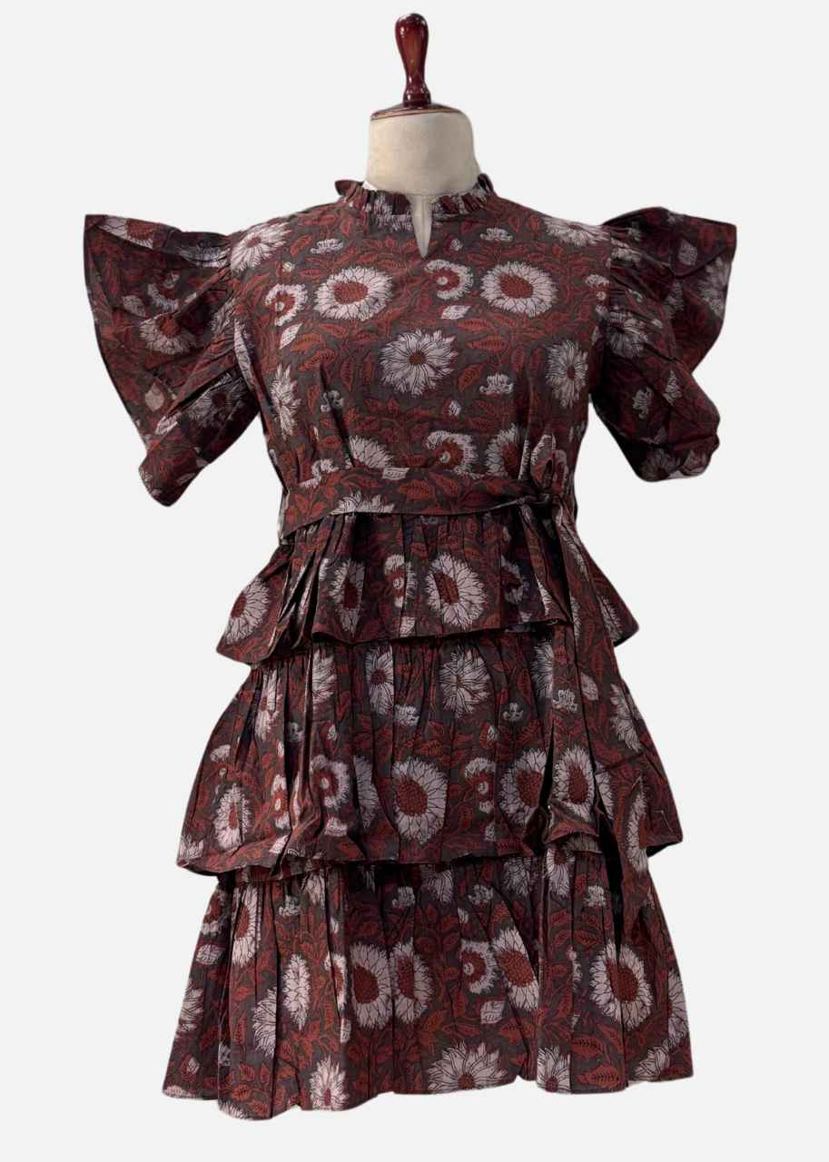 One piece Summer Dress in Brown - DS004