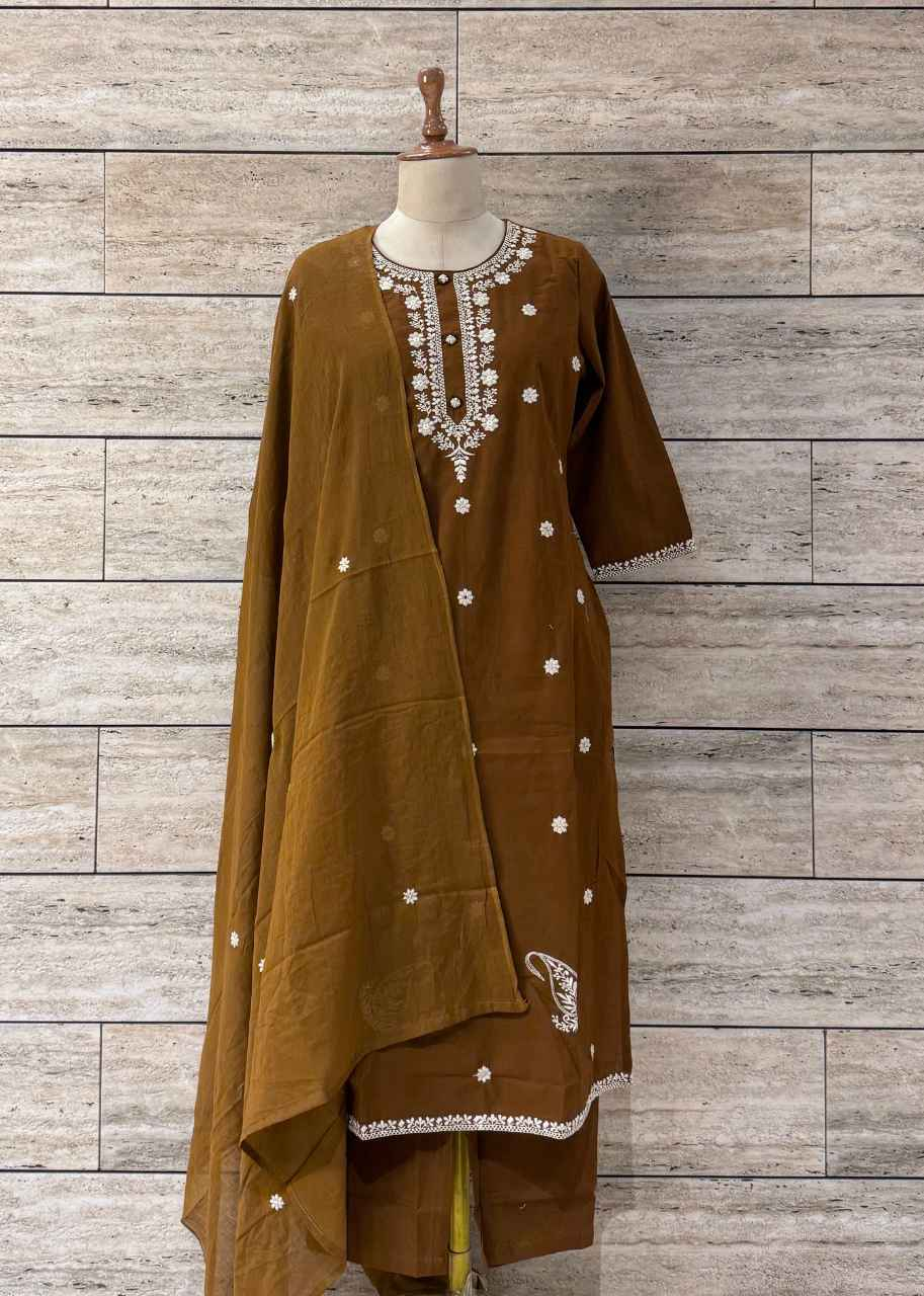 Solid Base Cotton Dupatta Set - CS052