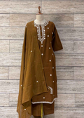 Solid Base Cotton Dupatta Set - CS052