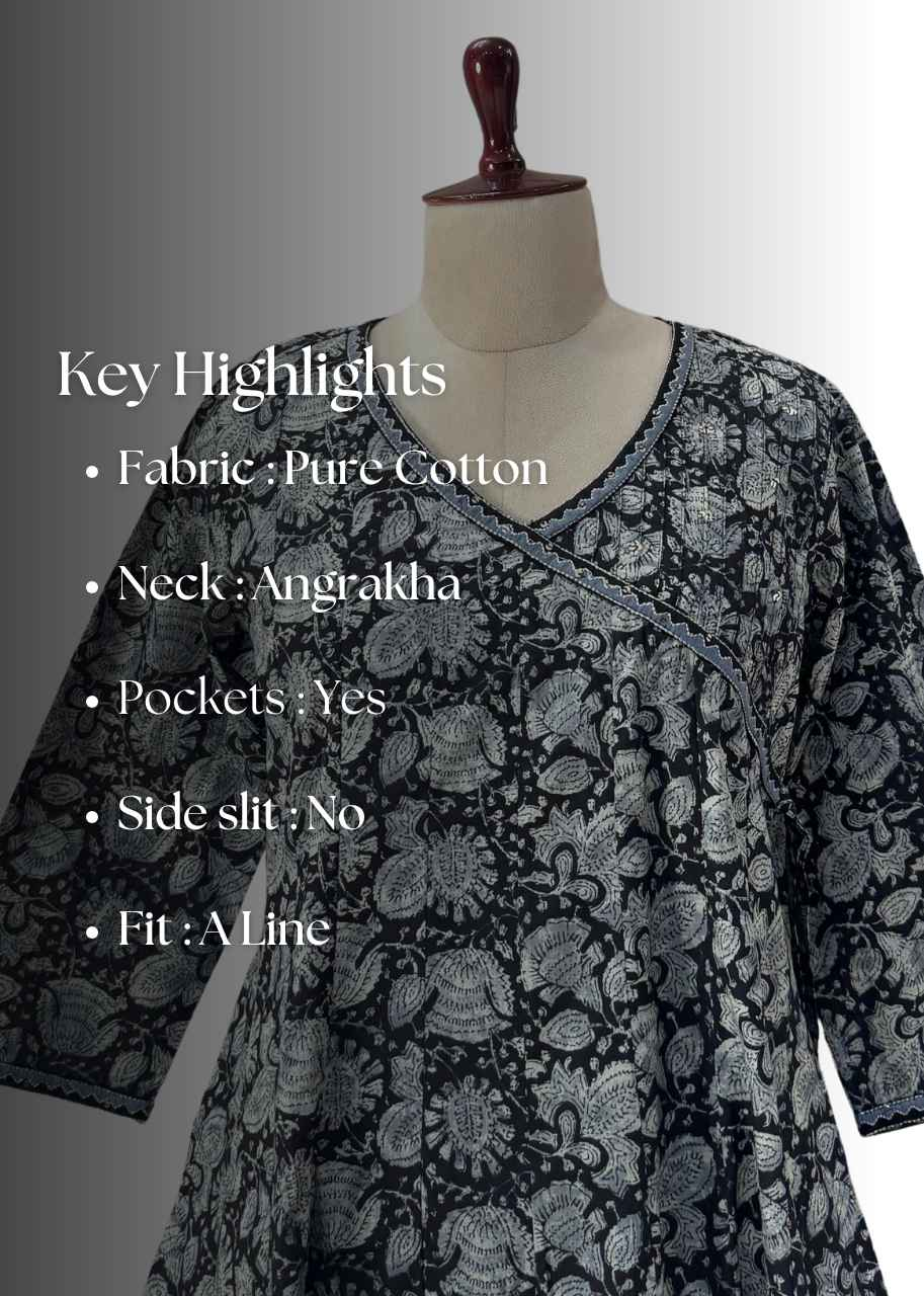 Floral Jaal Print A Line Pure Cotton Anarkali Suit