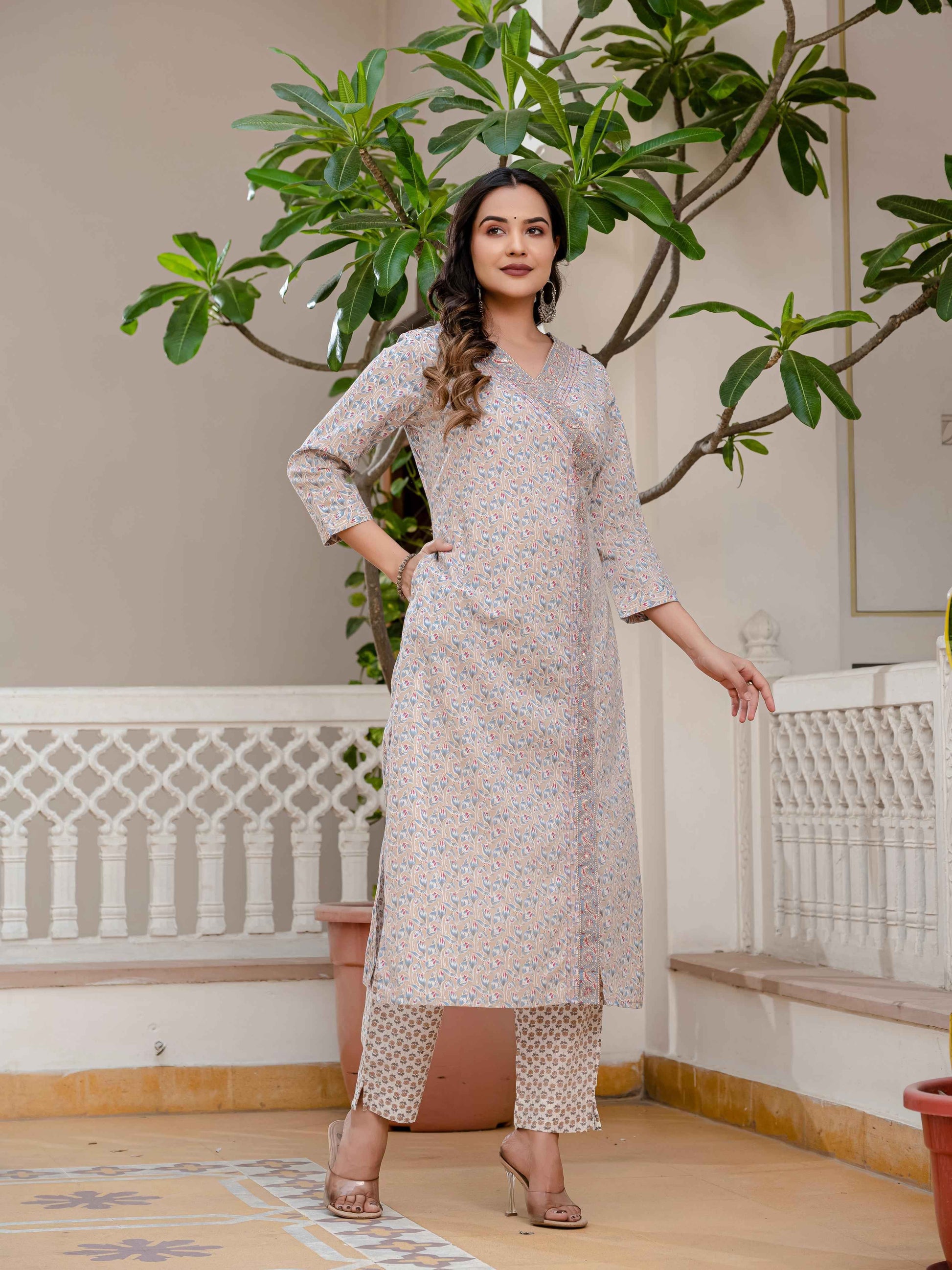 Angrakha Style Pure Cotton Dupatta Set