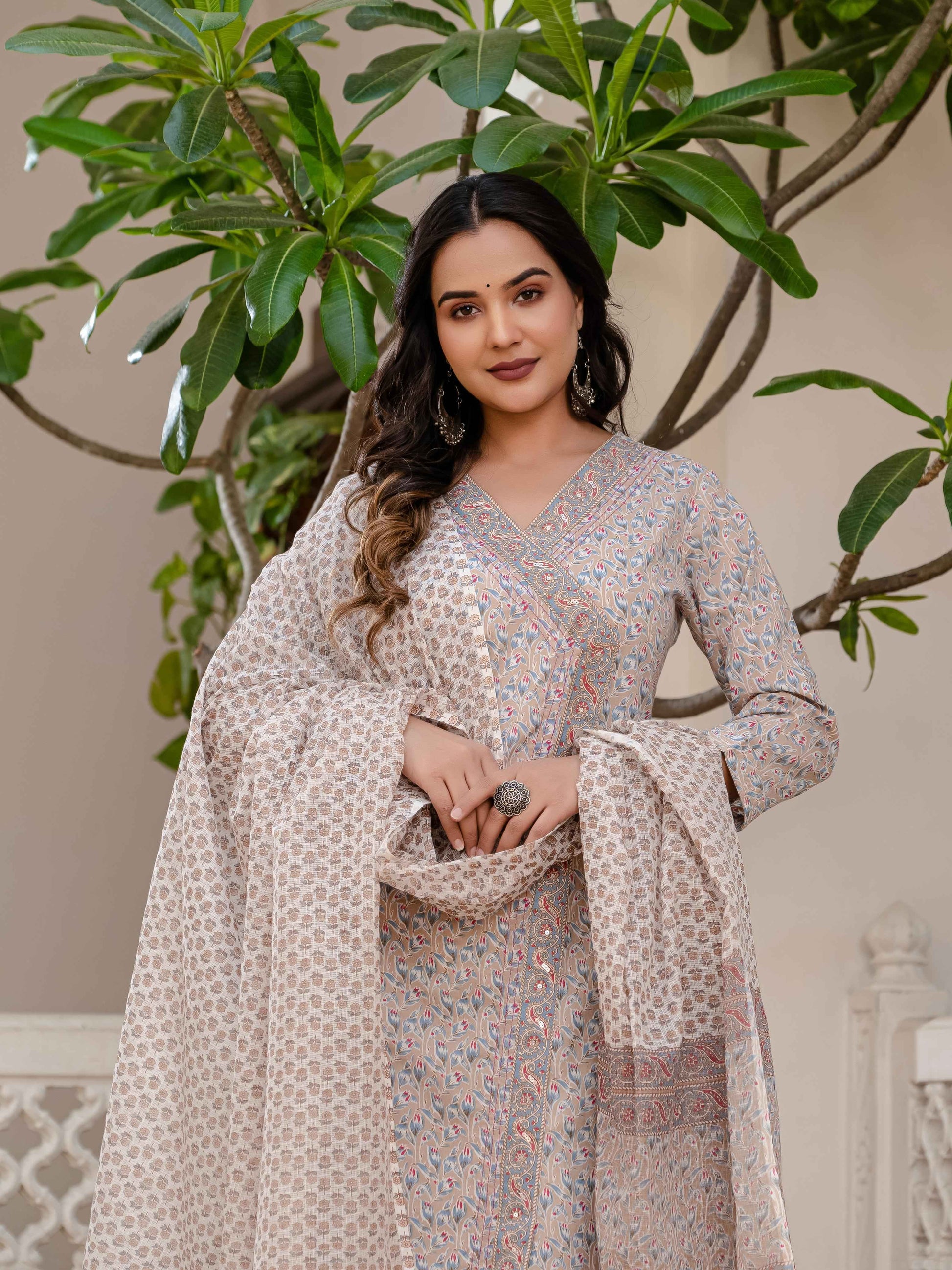 Angrakha Style Pure Cotton Dupatta Set