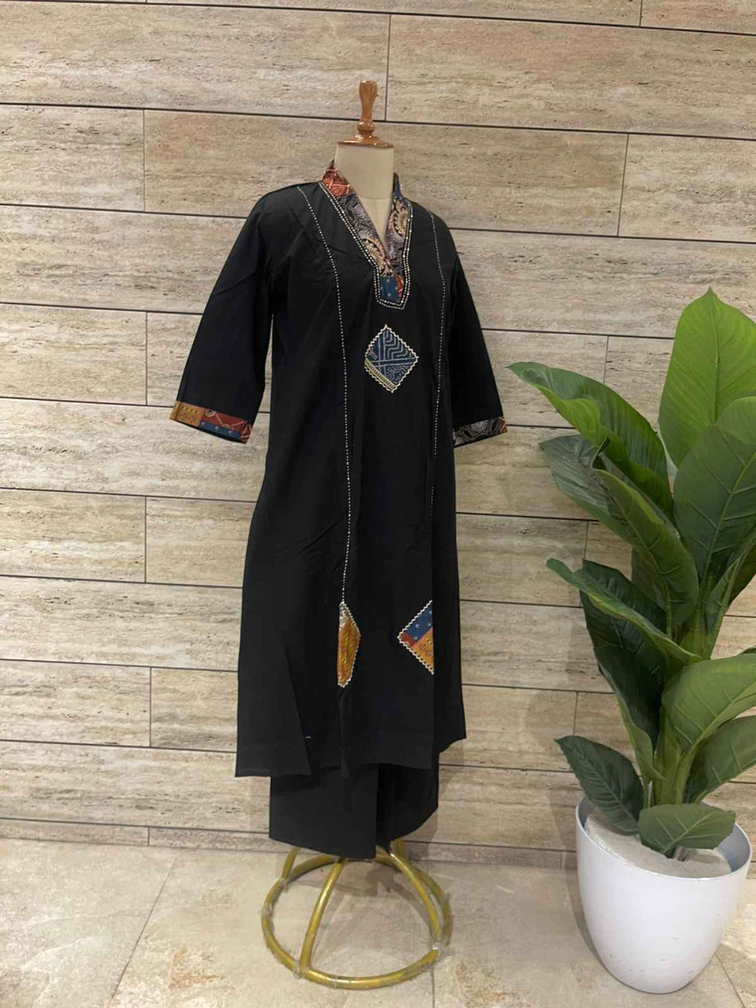 Pure Cotton A Line Applique Dupatta Set