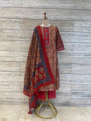 Pure Cotton Three Piece  Floral Print Anarkali Suits (Copy)