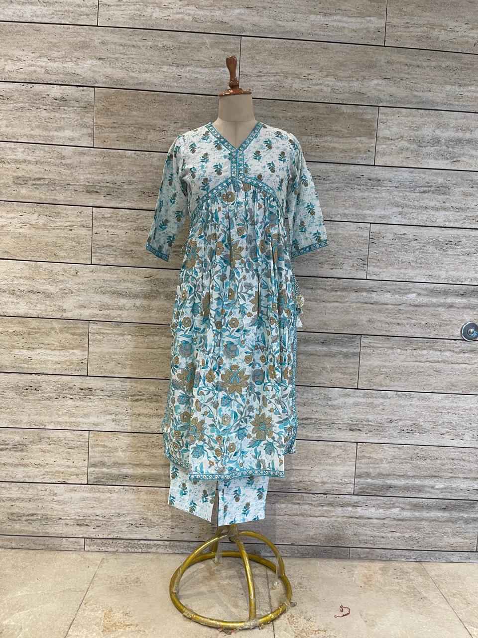 Pure Cotton Aliya Cut Two Piece With Embroidery