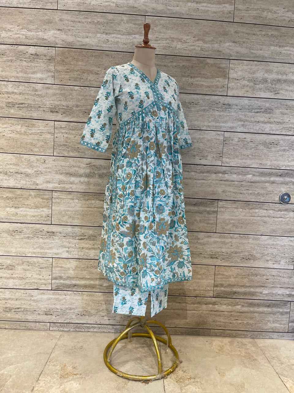 Pure Cotton Aliya Cut Two Piece With Embroidery