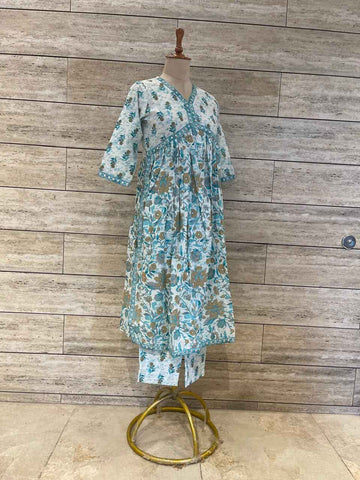 Pure Cotton Aliya Cut Two Piece With Embroidery