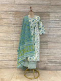 Pure Cotton A Line Three Piece Dupatta Set