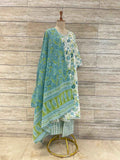 Pure Cotton A Line Three Piece Dupatta Set