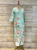 Festival Wear Pure Linen Floral Print Dupatta Set