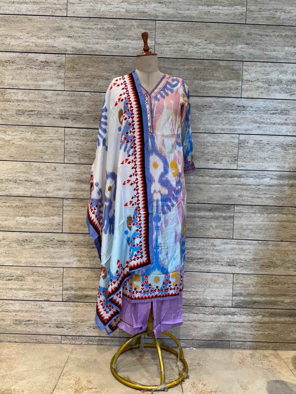 Festival Wear Pure Muslin  Dupatta Set With Embroidery