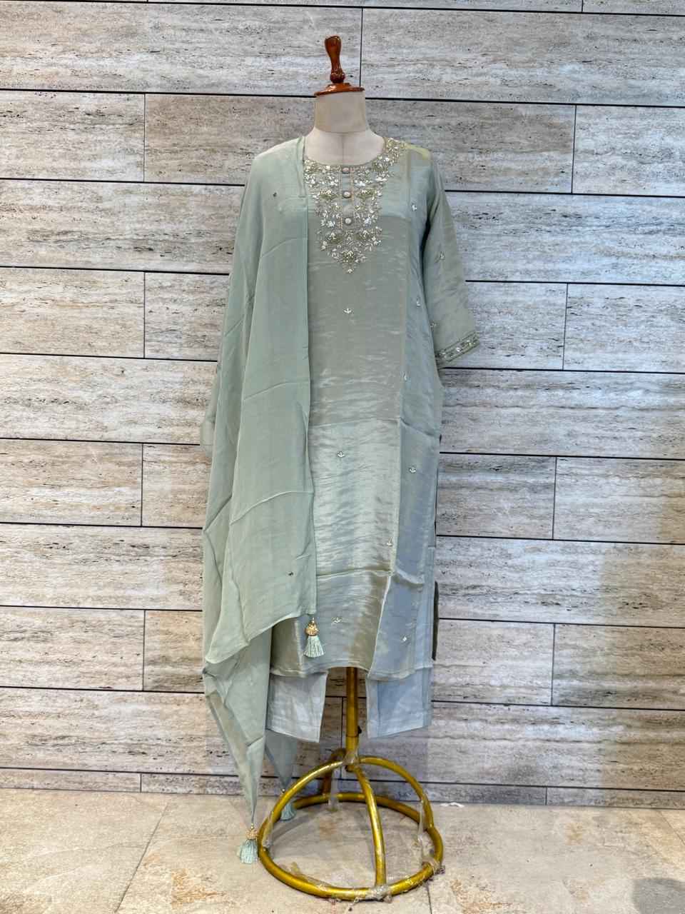 Festival Wear Pure Shimmer Dupatta Set With Embroidery