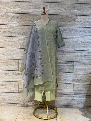 Festival Wear Pure Chanderi Silk Organza Dupatta Set
