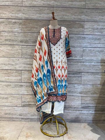 Festival Wear Pure Muslin Dupatta Set With Embroidery