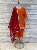 Festival Wear Pure Chanderi Silk Dupatta Set With Embroidery