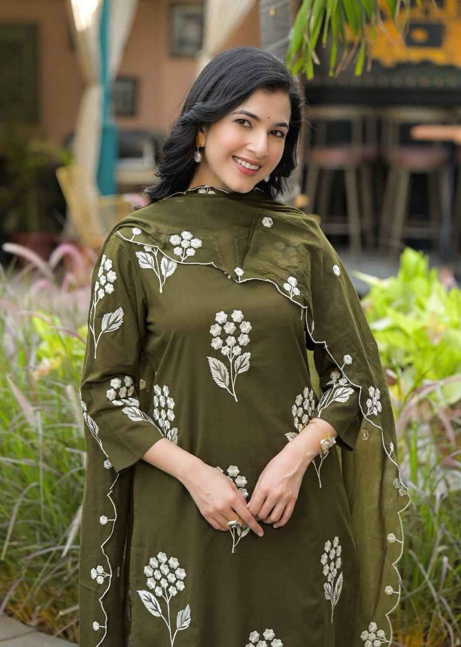 Pure Cotton Dupatta Set With Embroidery