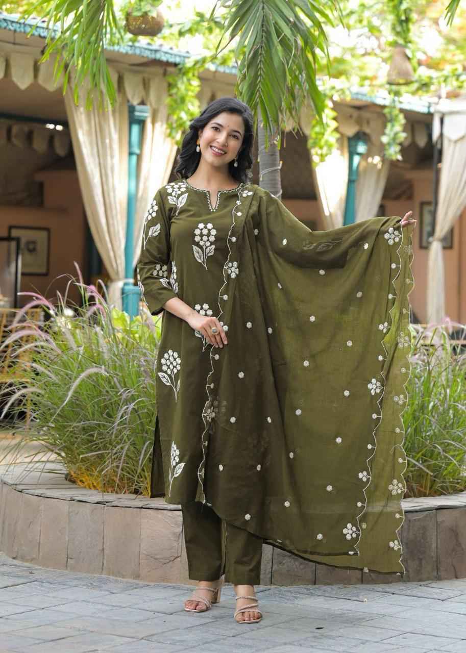 Pure Cotton Dupatta Set With Embroidery