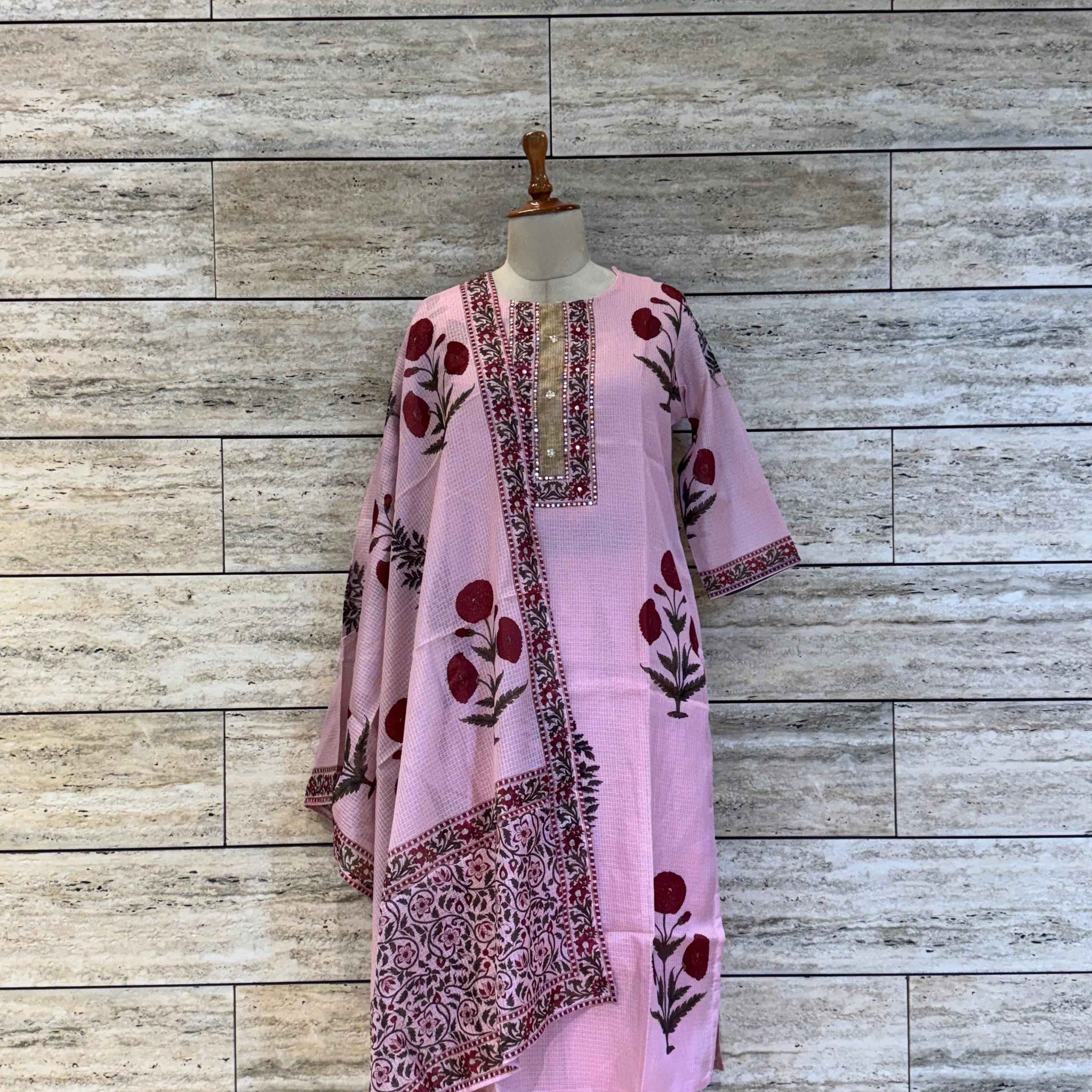 Kota Doriya Floral Print Dupatta set