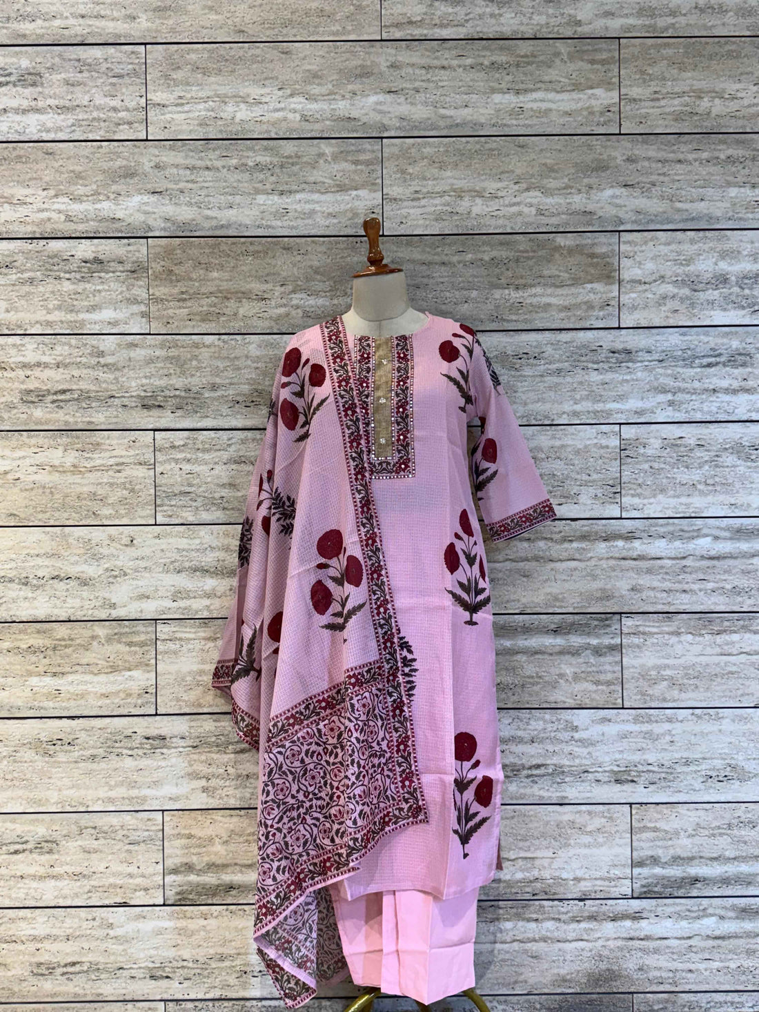 Kota Doriya Floral Print Dupatta set