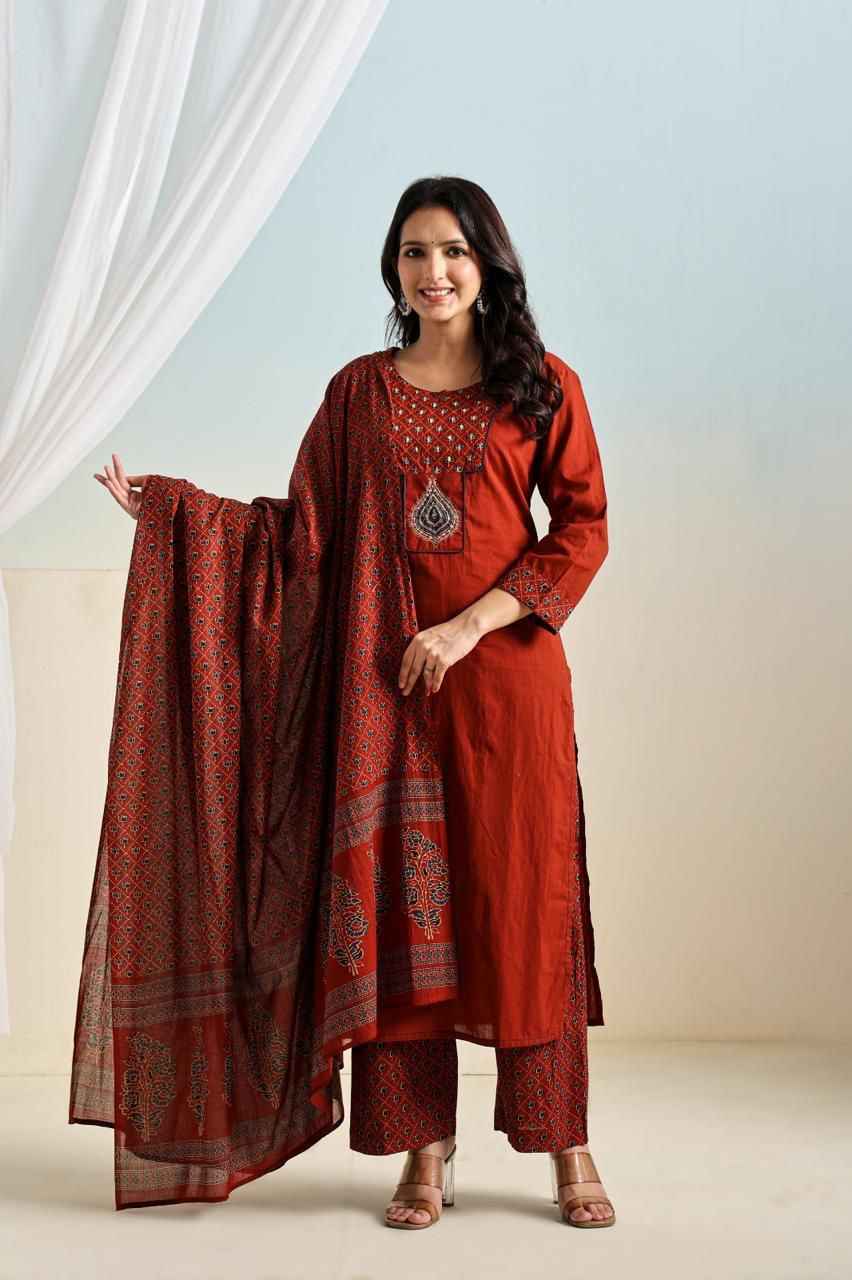 pure cotton dupatta set with plazo