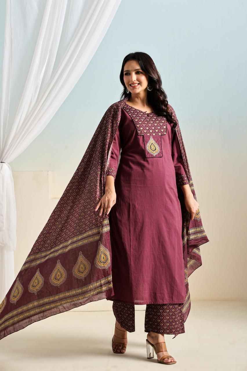 pure cotton dupatta set with plazo