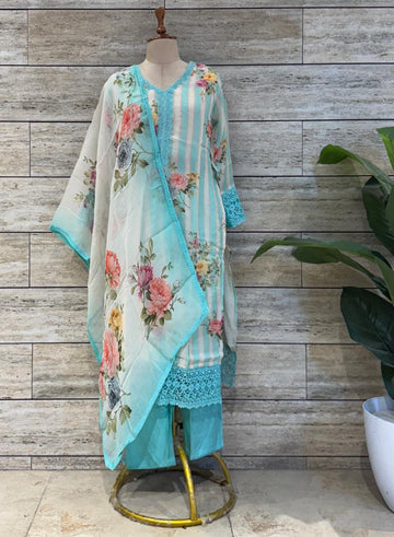 Festival Wear Three Piece Organza Dupatta Set  FW021