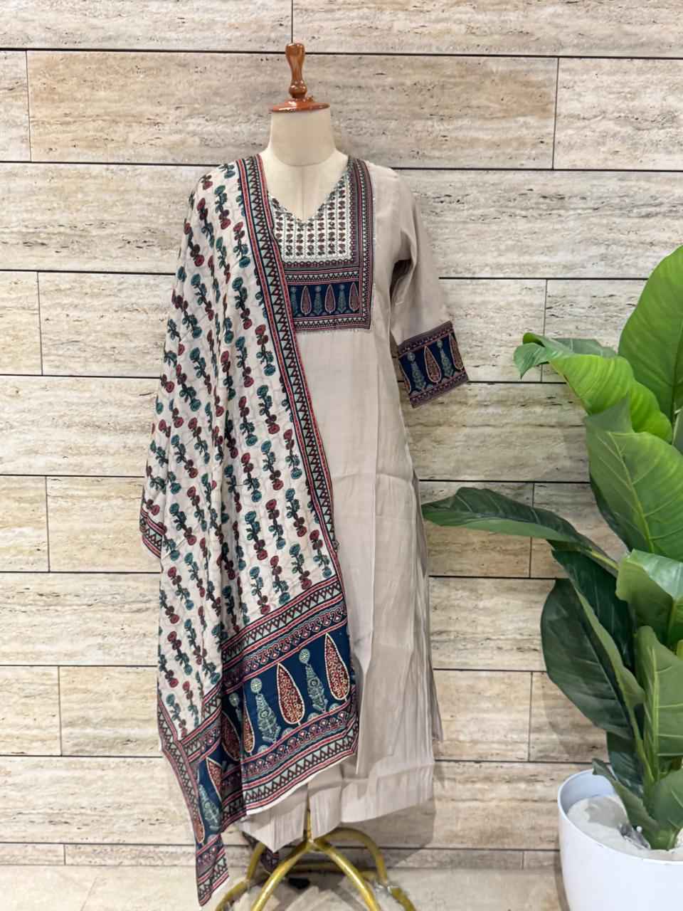 Festival Wear  Pure Muslin Three Piece  Dupatta Set