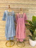 Pure Muslin A Line Two Piece Pant Set