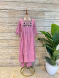 Pure Muslin A Line Two Piece Pant Set