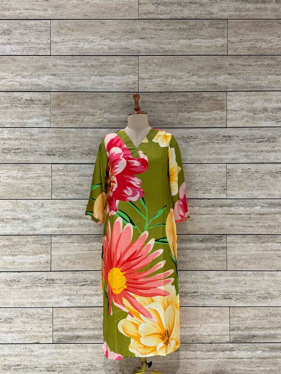 Pure Muslin Floral Print Only Kurtas Set