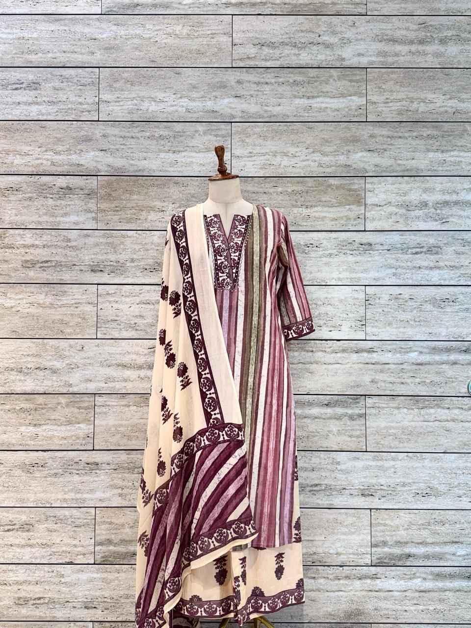 pure cotton dupatta set with embroidery