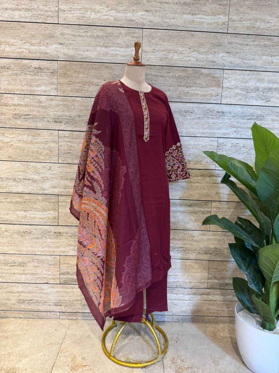 Pure Cotton Flex With Chanderi Dupatta Set CS086